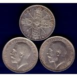 Great Britain Florins - 1915/16/17 King George V (3)  Ref S4012, Grades 1915 GVF, 1916 VF and 1917