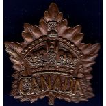Canadian First World War General Service cap badge, KC (Brass)
