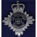 H.M. Prison Service cap badge, QC (staybright with blue enamel)