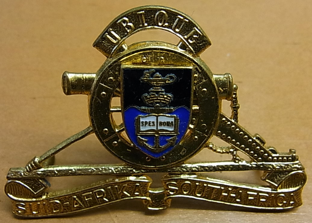 South African University Artillery (Republik Badge), (Brass and Enamel)