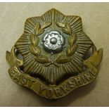 East Yorkshire Regiment Officer's service dress cap badge. (Bi-Metal)
