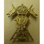 21st (Empress of India's) Lancers, WWI British made cap badge with KC (Brass) A scarce badge.