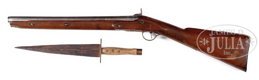 19TH CENTURY PERCUSSION SHORT RIFLE AND DAGGER. This short rifle started out as a late 18th - Image 2 of 2