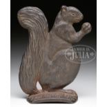 RARE SMALL SQUIRREL WITH NUT DOORSTOP. Circa 1920, American. Unknown foundry with flattened full