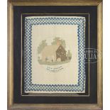 EXTREMELY RARE 1840 WILLIAM HENRY HARRISON "THE OHIO FARMER" CAMPAIGN KERCHIEF. This rare and very