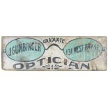 FINE OPTICIANS TRADE SIGN. Late 19th Century American. The single plank sign with original paint