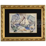 ATTRIBUTED TO JOHN MARIN (American, 1879-1953) SAILBOAT Watercolor on paper. Housed in a period