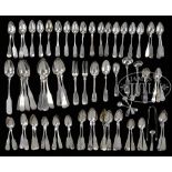 LOT OF 74 COIN SILVER FLATWARE PIECES AND 4 STERLING PIECES. The coin silver dating to the 1st