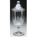 EXTRAORDINARY EARLY BLOWN CRYSTAL COVERED POKAL, MID-19TH CENTURY. With exquisite hand engraved