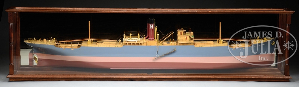 MIRRORED BACK BUILDERS' HALF MODEL OF THE S.S. NORTH CORNWALL FOR THE NORTH SHIPPING COMPANY BY J.