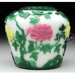 OVIFORM PEKING GLASS VASE. 19th century, China. Cameo carved decoration of flowers and foliage of