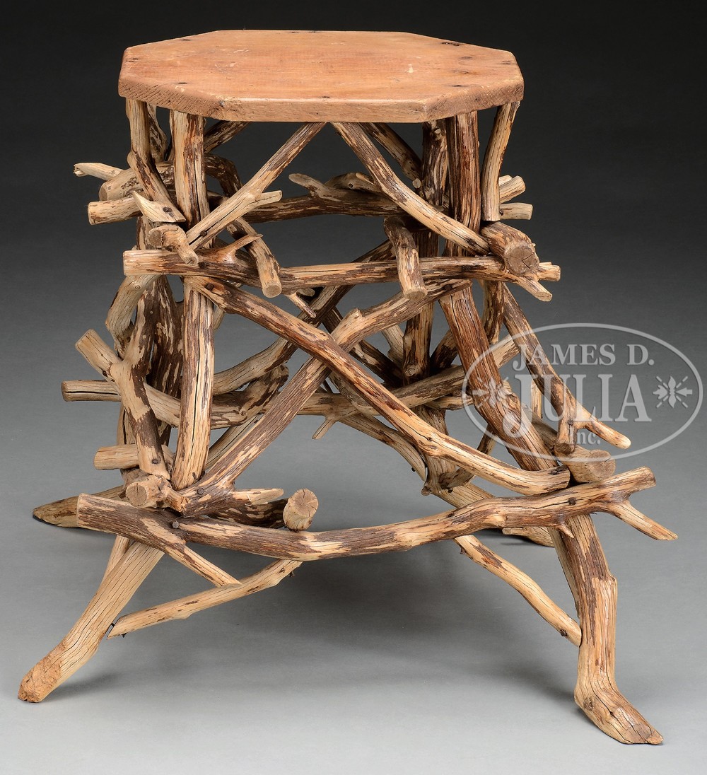 RUSTIC TWIG STAND. American, late 19th to early 20th century. The octagonal top over a base of - Image 2 of 2