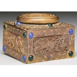 TIFFANY STUDIOS NINTH CENTURY INKWELL. Rare small size inkwell, in the Ninth Century pattern, has