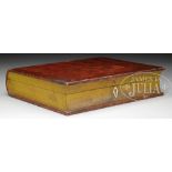 RARE GRAIN PAINTED BOOK BOX. Circa 1815 Vermont. The book form box grained decorated with hinged lid