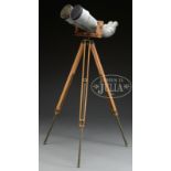 PAIR OF WWII JAPANESE SHIP'S BINOCULARS ON TRIPOD BASE. The large aqua painted binoculars with