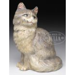 FINE SITTING PERSIAN CAT DOORSTOP. Circa 1920. Hubley Foundry, Lancaster, Pennsylvania. Impressed