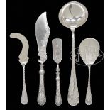 OUTSTANDING SET OF FIVE HUNGARIAN SILVER SERVING PIECES. Each piece hallmarked with a .800