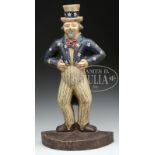 VERY RARE UNCLE SAM DOORSTOP. Circa 1940, American, Unknown foundry. The hollow half round casting