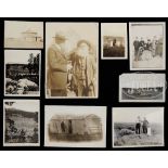 NINE PHOTOGRAPHS FROM LIBBIE CUSTER INCLUDING UNIQUE, UNPUBLISHED VIEW OF CUSTER WITH INDIAN. This