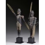 PAIR OF SMALL CARVED AND PAINTED SOLDIER WHIRLIGIGS. American, circa 1880-1900. A rare find