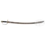 AMERICAN REVOLUTIONARY WAR HORSEMAN SABER. Classic American 3-fullered blade with brass slotted