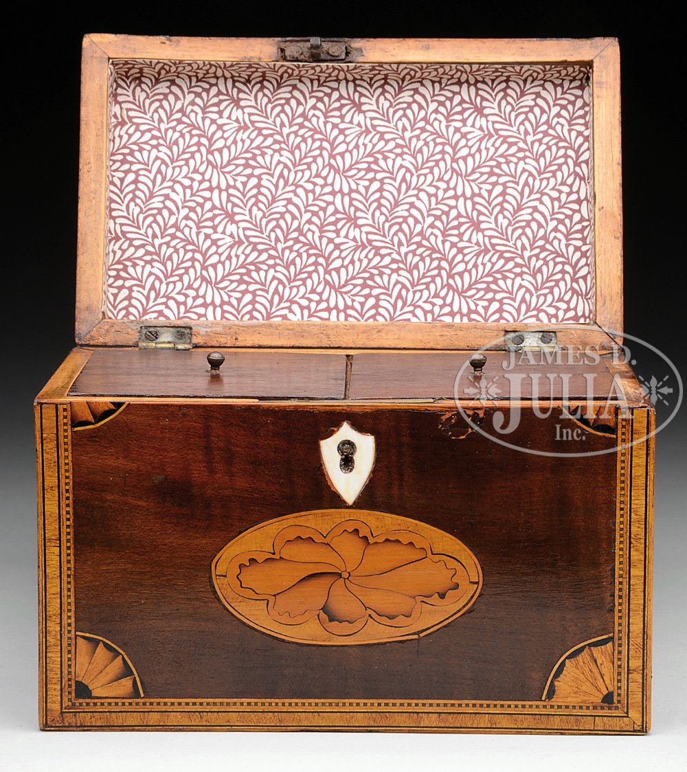 MAHOGANY FEDERAL TEA CADDY. Late 18th century, probably England. Signed on bottom 1796, M. Finch, in - Image 2 of 2