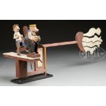 LARGE MUTT & JEFF WHIRLIGIG. American. Depicting a whimsical "Mutt kicking "Jeff" when in contact