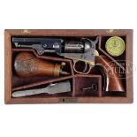 CASED COLT MODEL 1849 POCKET MODEL REVOLVER INSCRIBED "BALTIMORE CITY POLICE". This is a very fine