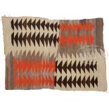 LOT OF FIVE NAVAJO RUGS. 1) Red, white, black and gray eye dazzler Navajo rug. 2) Red, white, black,