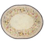 OVAL WOOL RUG WITH FRUIT MOTIF. 2nd half 20th century. Oval cut wool hand hooked rug with fruit