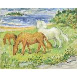 WALDO PEIRCE (American, 1884-1970) "BATHER BY THE SEA" AND "HORSES BY THE SEA" Two oils on canvas.