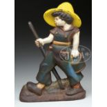 RARE "HUCKLEBERRY FINN" DOORSTOP. Circa 1920, Littco Products, Littlestown, PA. Half round hollow