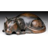 EXCEPTIONAL SLEEPING CAT DOORSTOP. Circa 1920 National Foundry, Whitman, Massachusetts. National