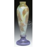 CAMEO GLASS VASE. Late 19th, early 20th Century France. Signed Daum Nancy. Mottled green foliate