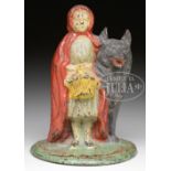 RED RIDING HOOD WITH WOLF DOORSTOP. Circa 1920, Albany Foundry, Albany, NY or National Foundry,