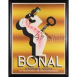 LARGE FRAMED "BONAL" POSTER. This large poster by A.M. Cassandre shows a figure with shadow drinking