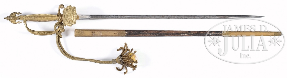 ELEGANT SMALL SWORD WITH THE ROYAL COAT OF ARMS OF SIAM. European made for the Thai market, circa