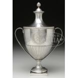 GEORGE III STERLING SILVER TWO HANDLED CUP WITH COVER BY JOHN CARTER, LONDON, 1772. Hallmarked