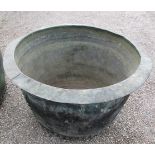 LARGE COPPER CAULDRON, rivetted large circular deep copper cauldron, inscribed "Edgar & Son Bristol,