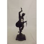 METALWARE, bronzed figure of dancing Indian Warrior (slight defects), 15" height