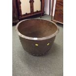 CAULDRON, riveted copper small cauldron, 20" diameter