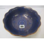 CLOISONNE, Chinese blue ground lobed edge 8" bowl