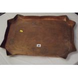 ART NOUVEAU COPPER HAYLE, crinoline edge rectangular copper tray 22" width