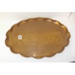 ART NOUVEAU COPPER, crinoline edge crafted copper tray, possibly Hayle, 18.5"