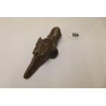 VICTORIAN BILL CLIP, a fine brass bill clip in the form of hounds head with beaded glass eyes