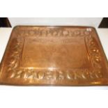 NEWLYN TRAY, attractive fruit embossed rectangular tray, stamped Newlyn to rear 23" wide
