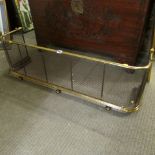 FIRE FENDER; 19th century mesh & brass fire fender