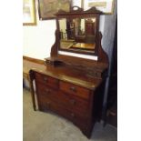 EDWARDIAN DRESSING CHEST, Oak mirror back dressing chest, 2 short and 2 long drawers