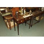 19TH CENTURY SIDE TABLE, early 19th century mahogany single drawer side table, ring drop handles and