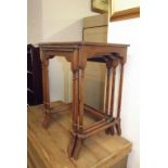 NEST OF TABLES, set of 3 inlaid mahogany occassional tables (requires restoration)
